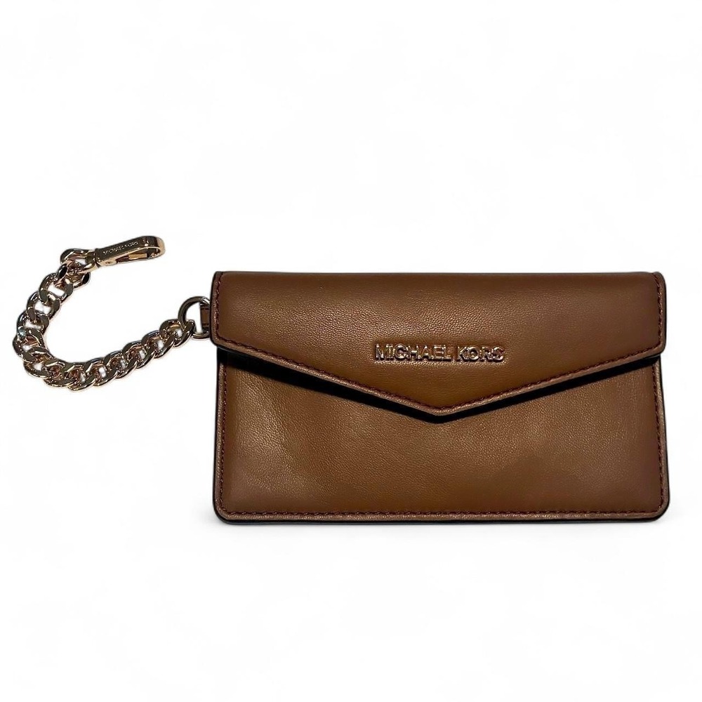 Michael Kors Brown Envelope Card Wallet with Chain